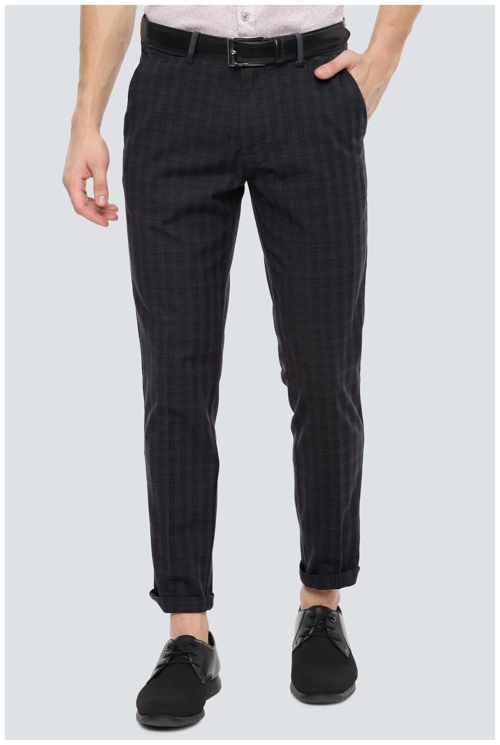 

Louis Philippe Men Grey Checked Slim fit Regular trousers