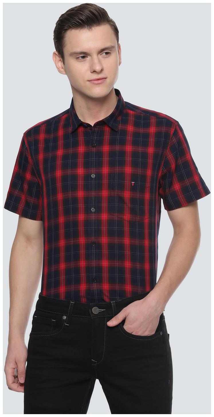 

Louis Philippe Men Blue Checked Slim Fit Casual Shirt