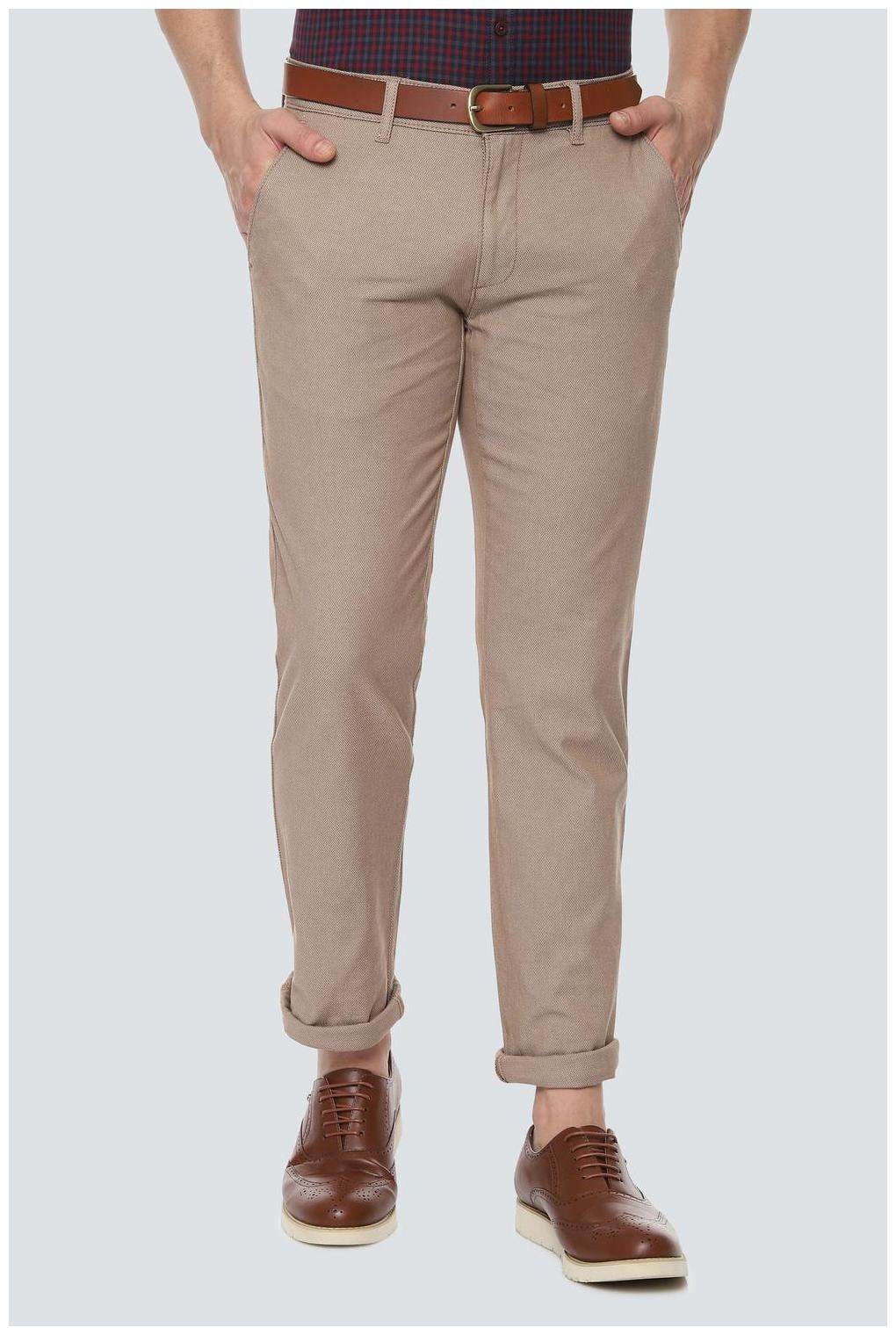 

Louis Philippe Men Beige Textured Slim fit Regular trousers