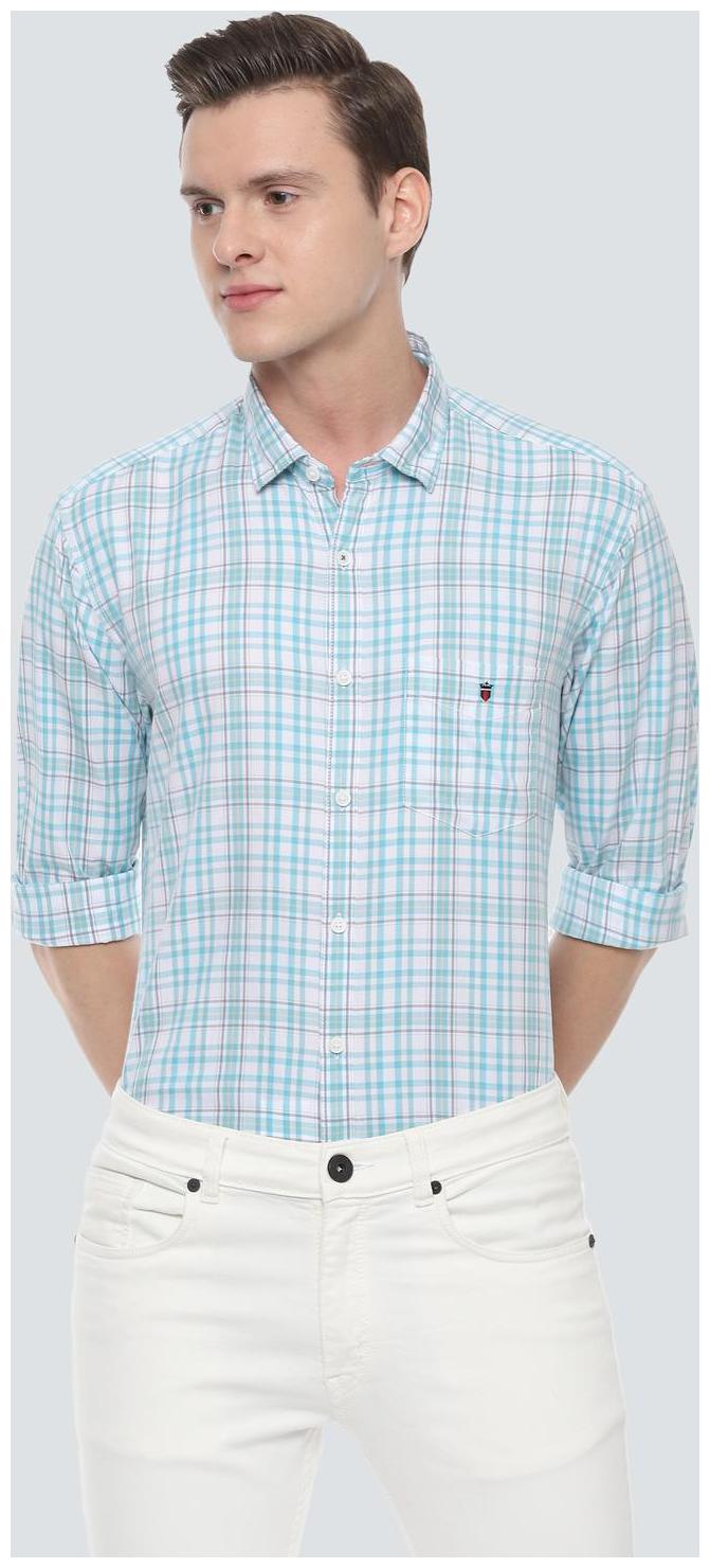 

Louis Philippe Men Blue Checked Slim Fit Casual Shirt