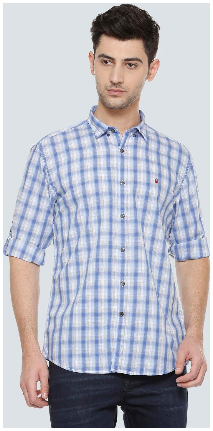 

Louis Philippe Men Blue Checked Slim Fit Casual Shirt