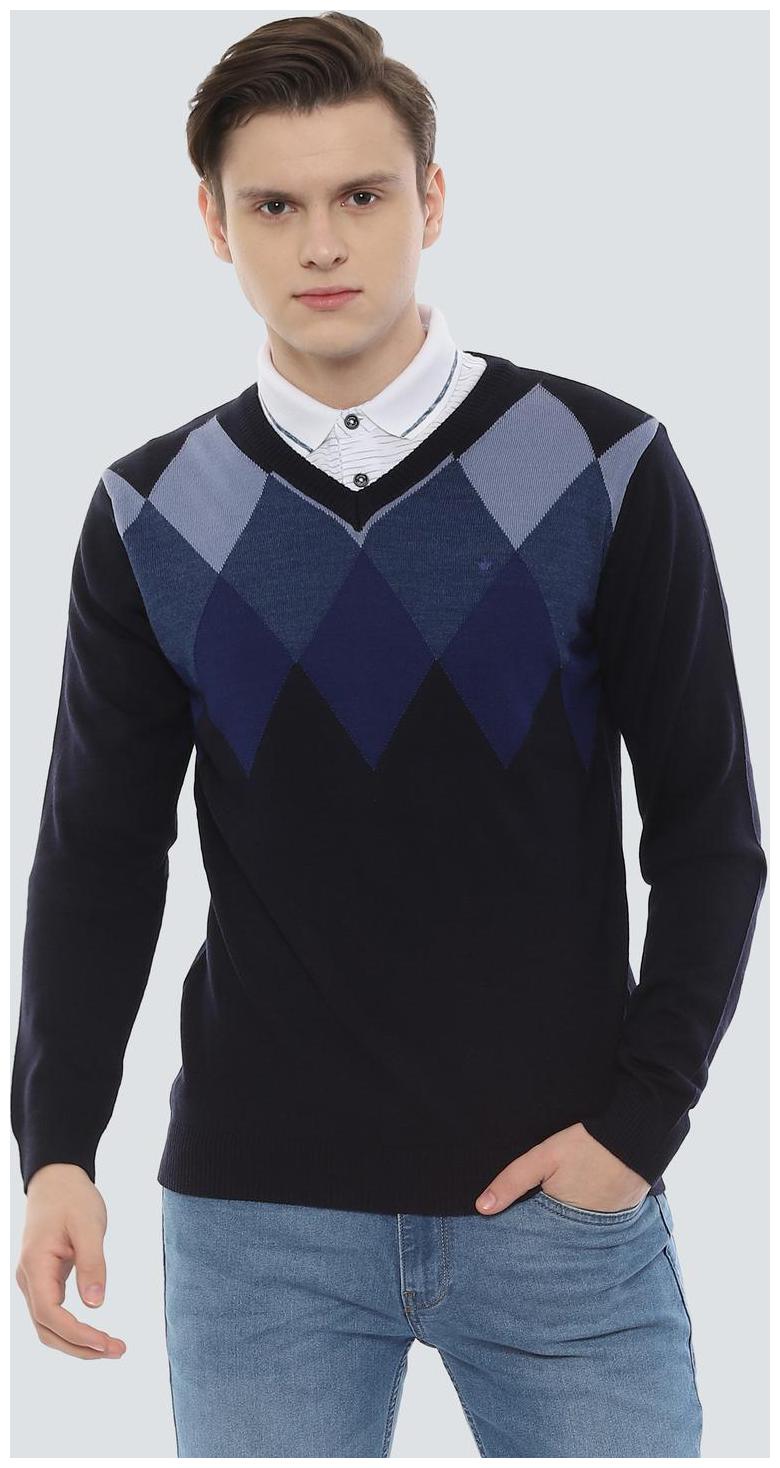 

Louis Philippe Men Blue V neck Pullover