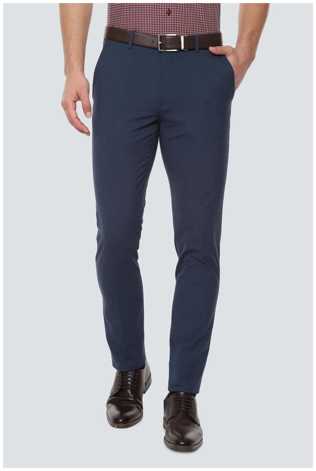 

Louis Philippe Men Textured Slim Fit Formal Trouser - Blue