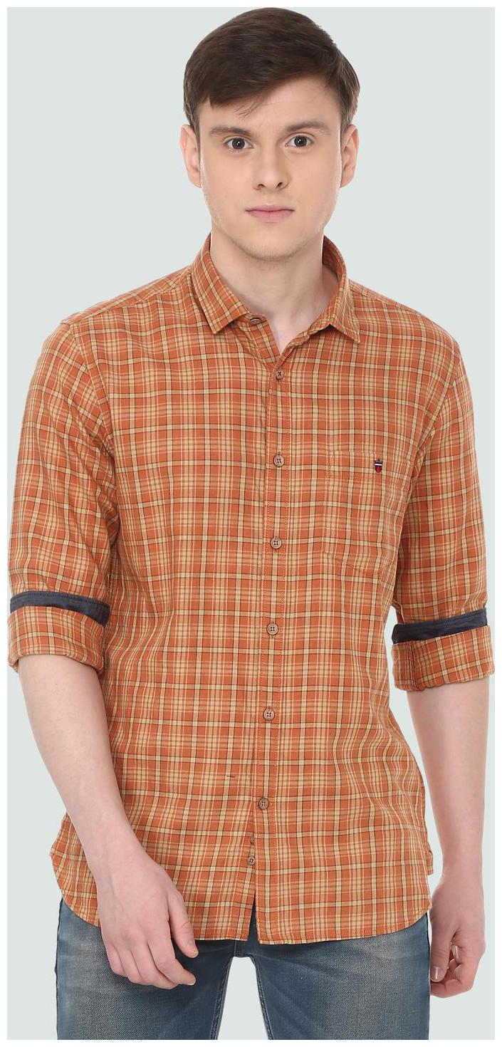 

Louis Philippe Men Brown Checked Super Slim Fit Casual Shirt