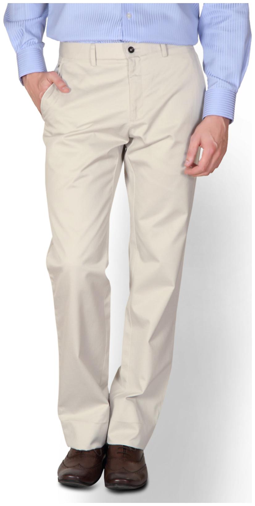

Louis Philippe Men Solid Regular Fit Formal Trouser - Beige
