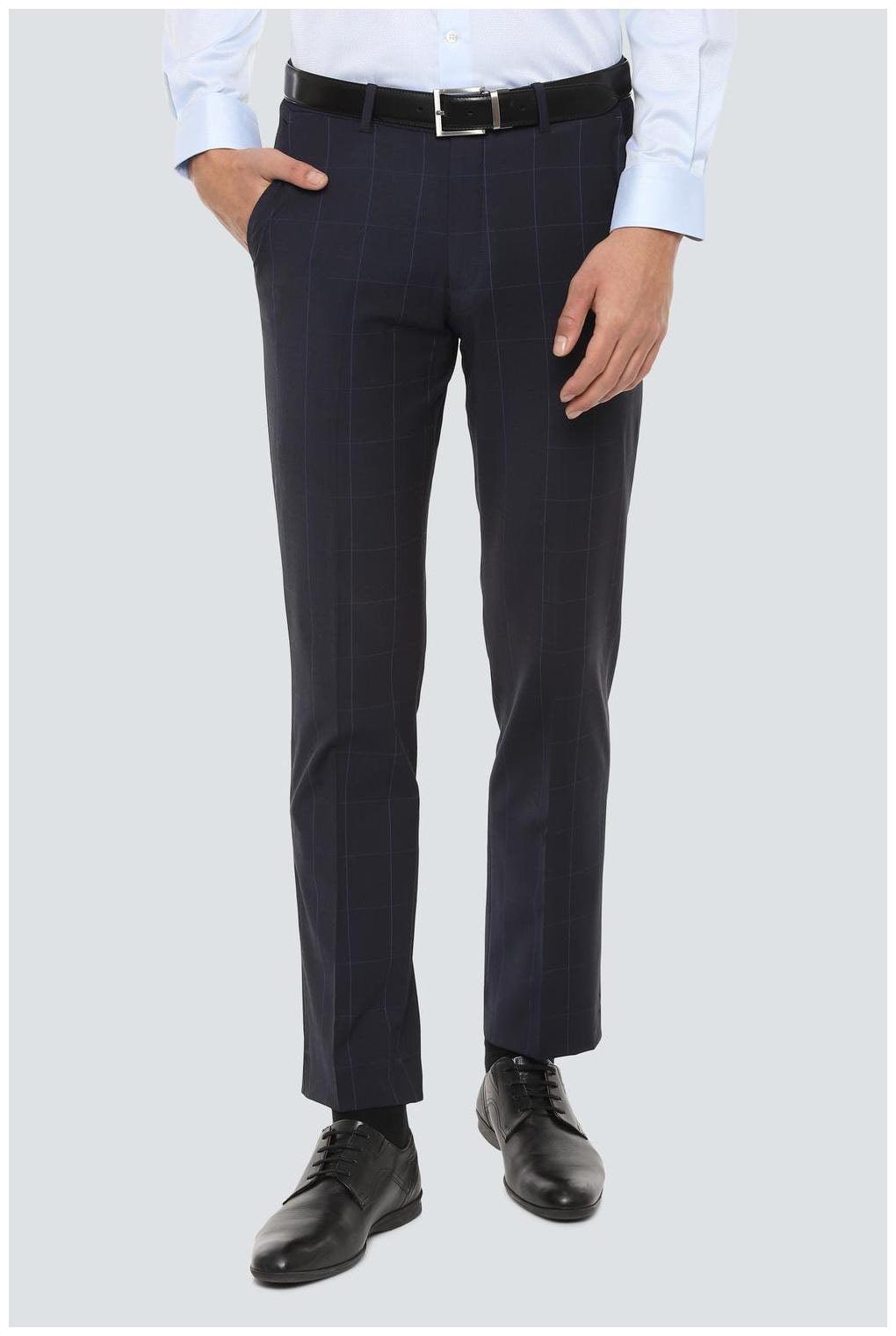 

Louis Philippe Men Checked Slim Fit Formal Trouser - Blue