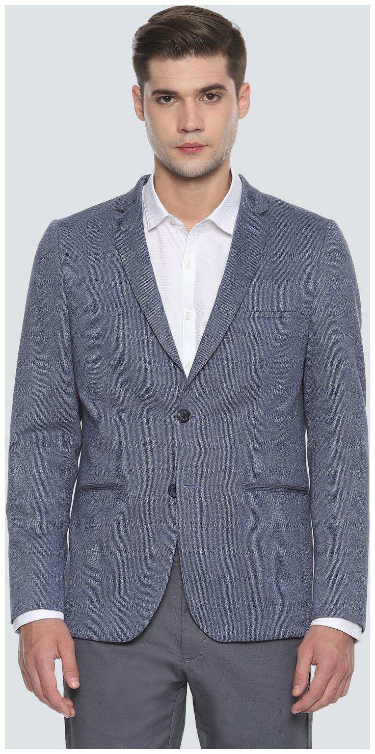 

Louis Philippe Men Blue Textured Super slim fit Single Breasted Blazer