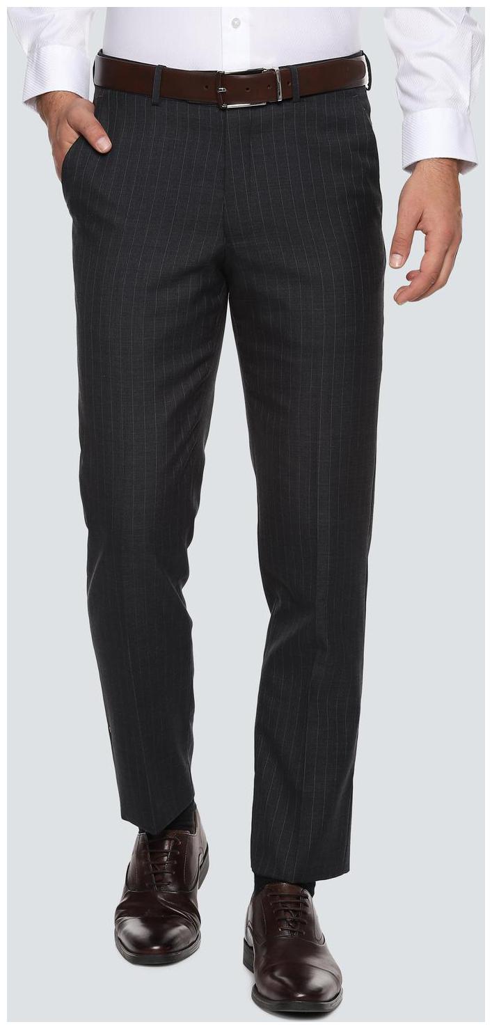 

Louis Philippe Men Black Striped Slim fit Regular trousers