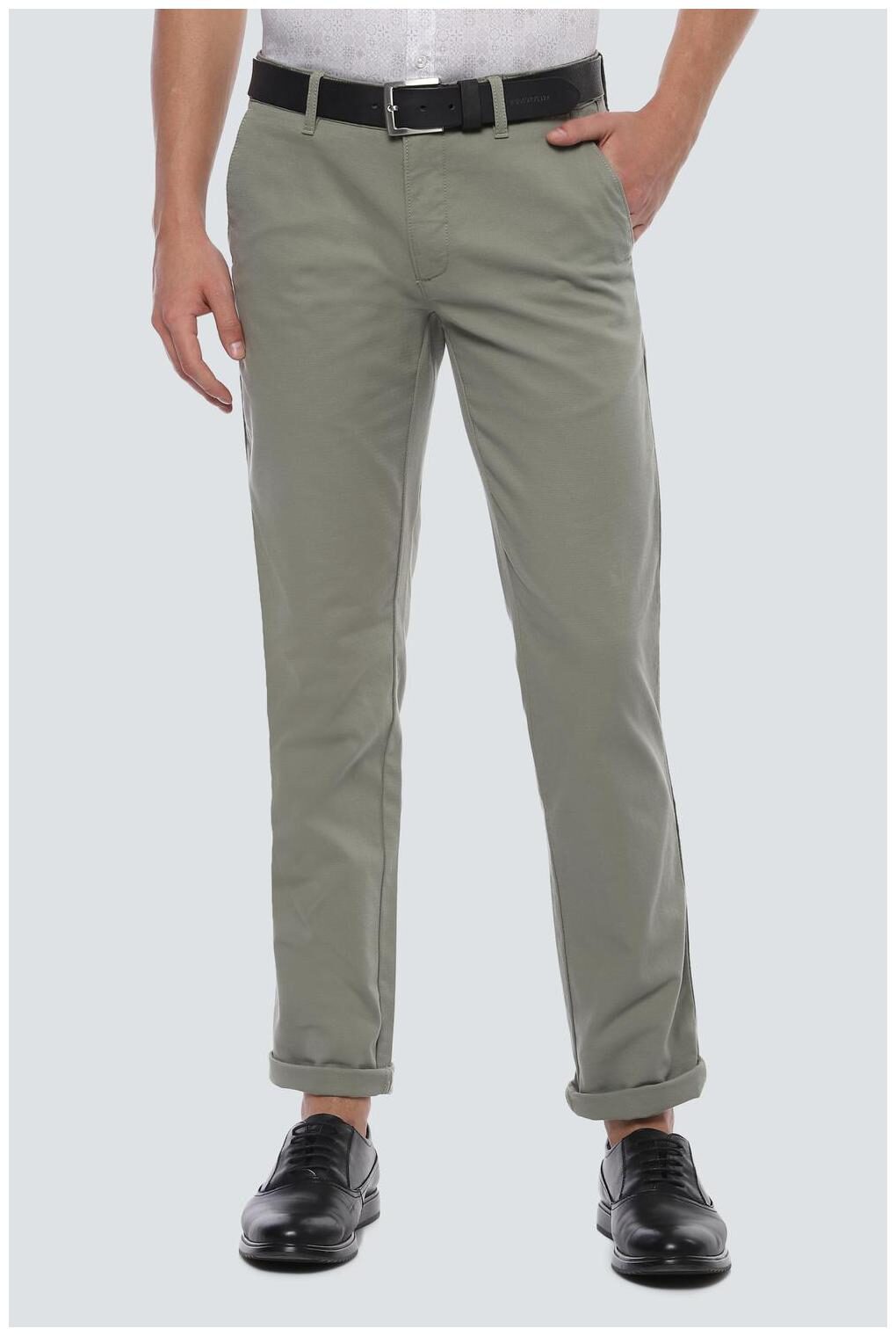 

Louis Philippe Men Green Solid Slim fit Regular trousers