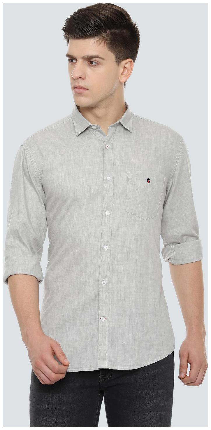 

Louis Philippe Men Grey Solid Slim Fit Casual Shirt