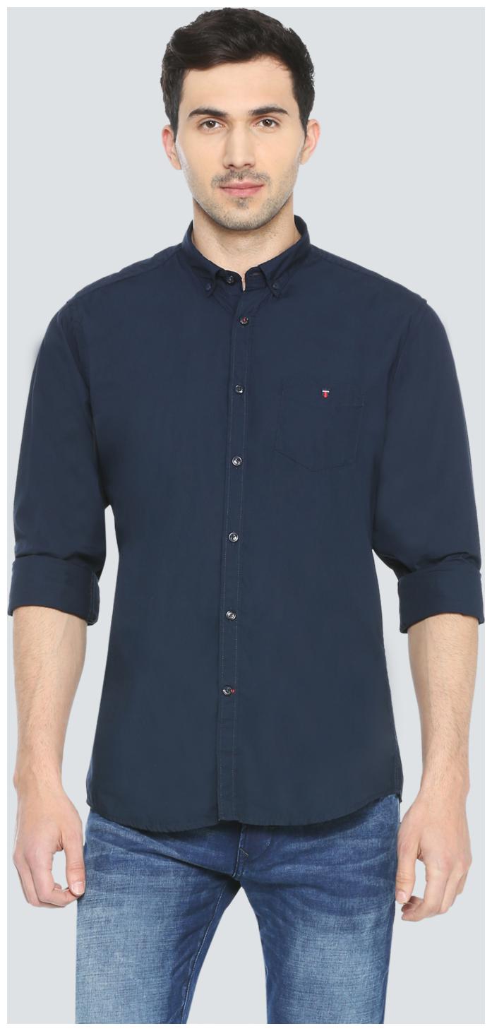 

Louis Philippe Men Blue Solid Slim Fit Casual Shirt