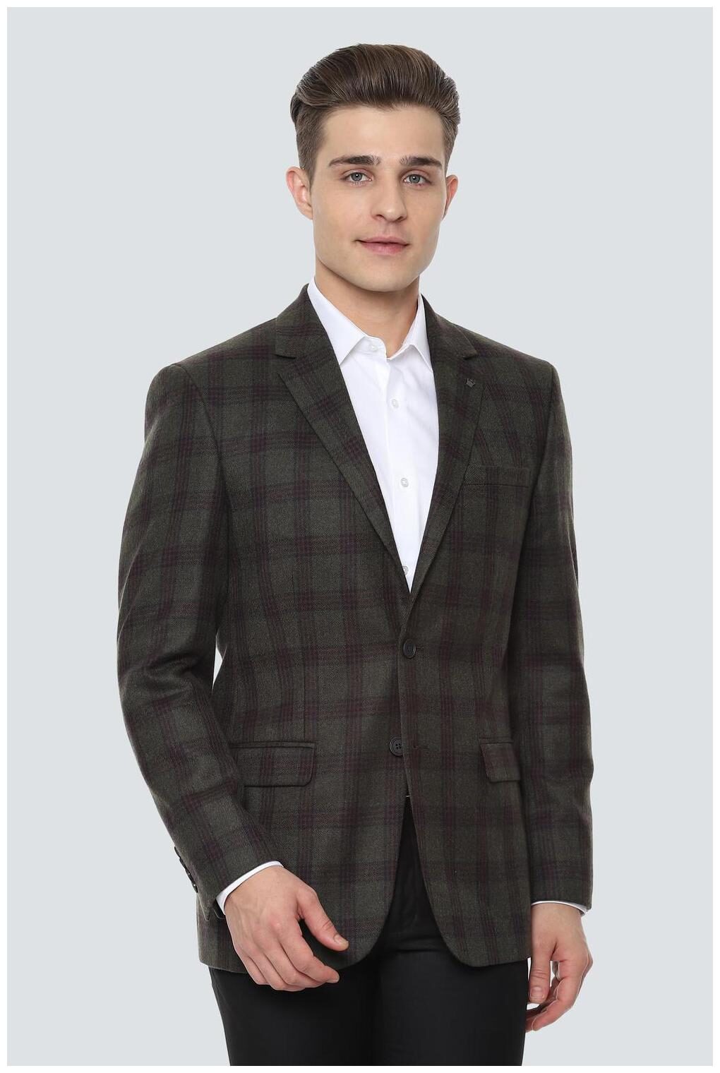 

Louis Philippe Men Green Checked Regular fit Single Breasted Blazer