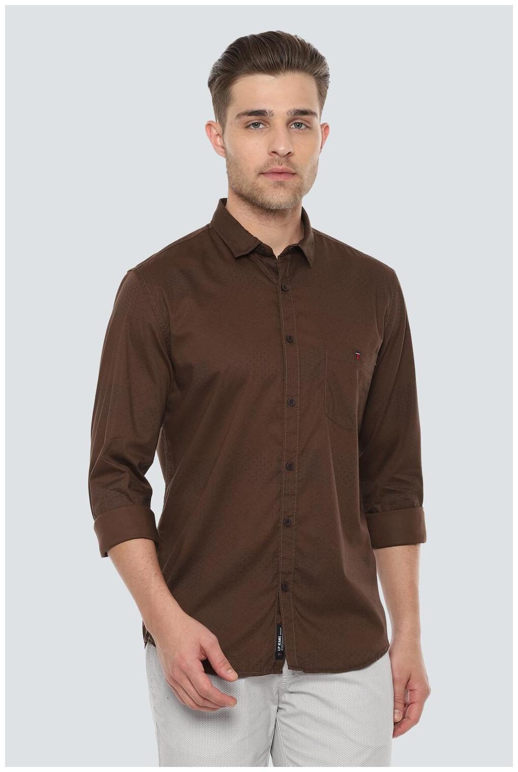 

Louis Philippe Men Brown Pinstrips Super Slim Fit Casual Shirt