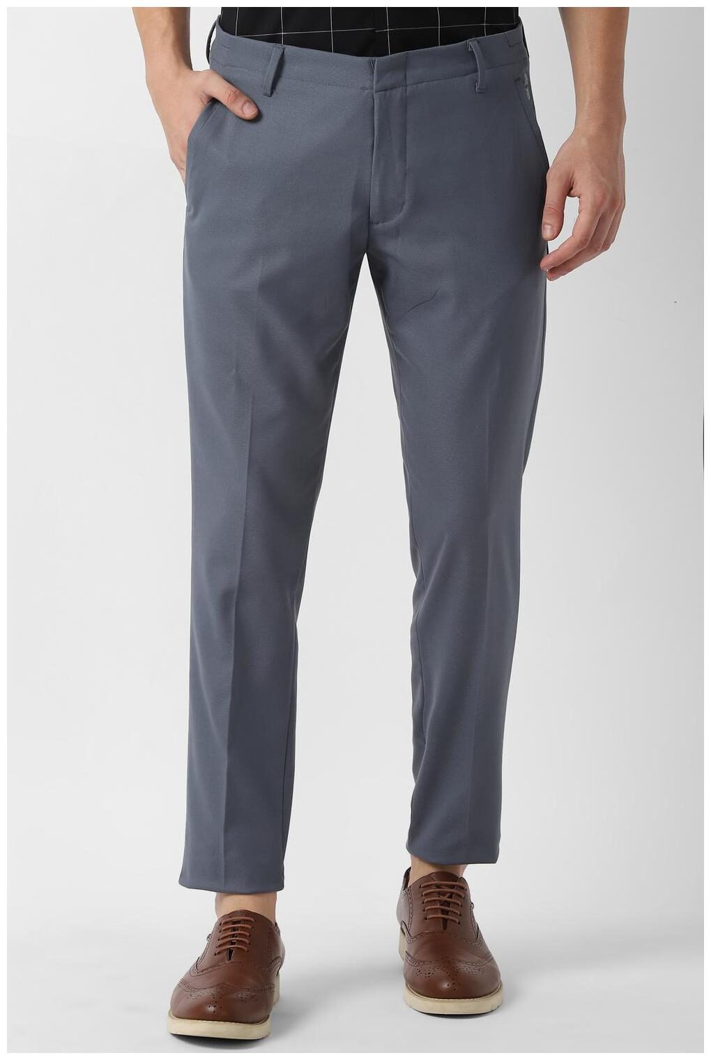 

Louis Philippe Men Blue Solid Slim fit Regular trousers
