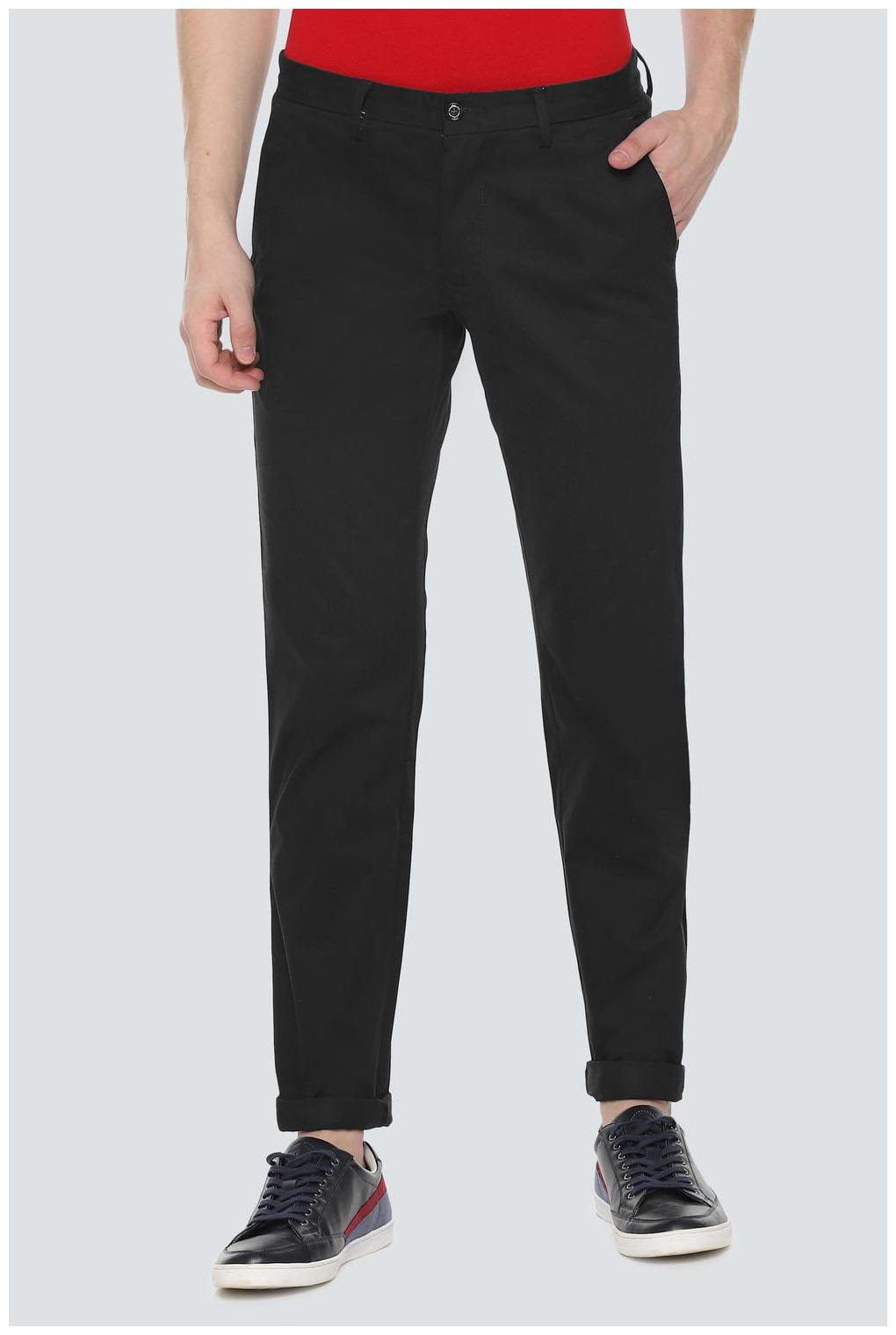 

Louis Philippe Men Black Solid Slim fit Regular trousers
