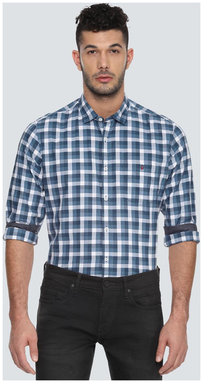 

Louis Philippe Men Blue Checked Slim Fit Casual Shirt