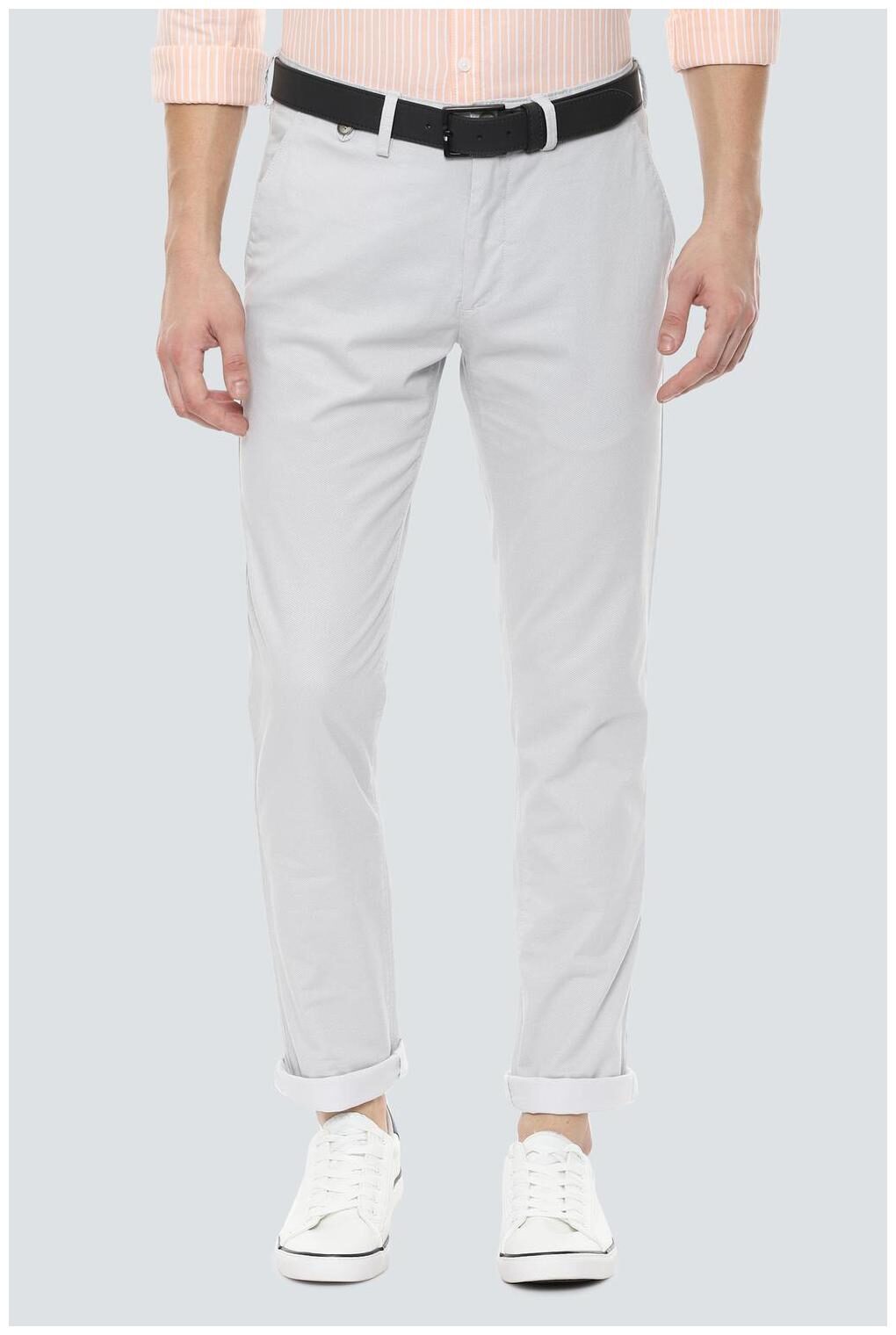 

Louis Philippe Men Grey Printed Slim fit Regular trousers