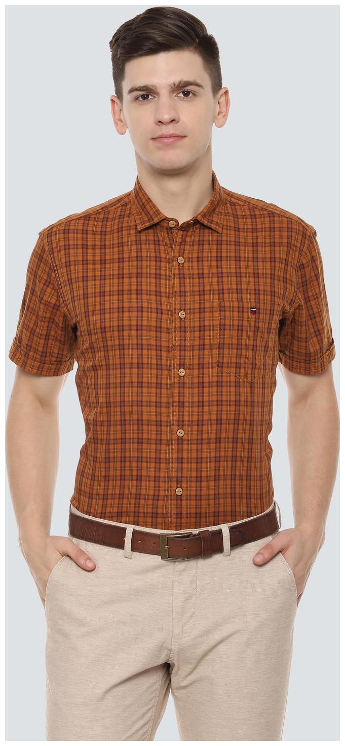 

Louis Philippe Men Orange Checked Slim Fit Casual Shirt