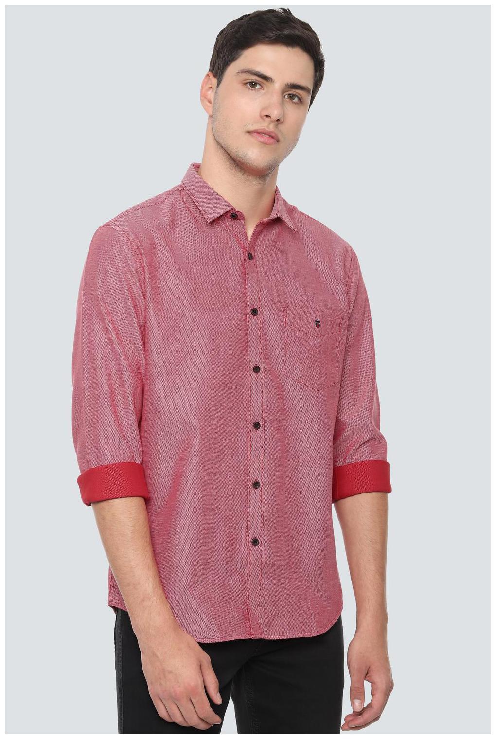 

Louis Philippe Men Red Textured Slim Fit Casual Shirt