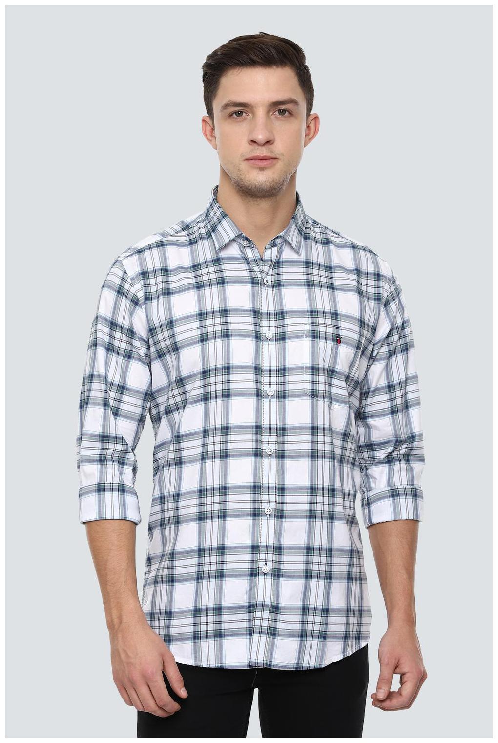 

Louis Philippe Men White Checked Slim Fit Casual Shirt