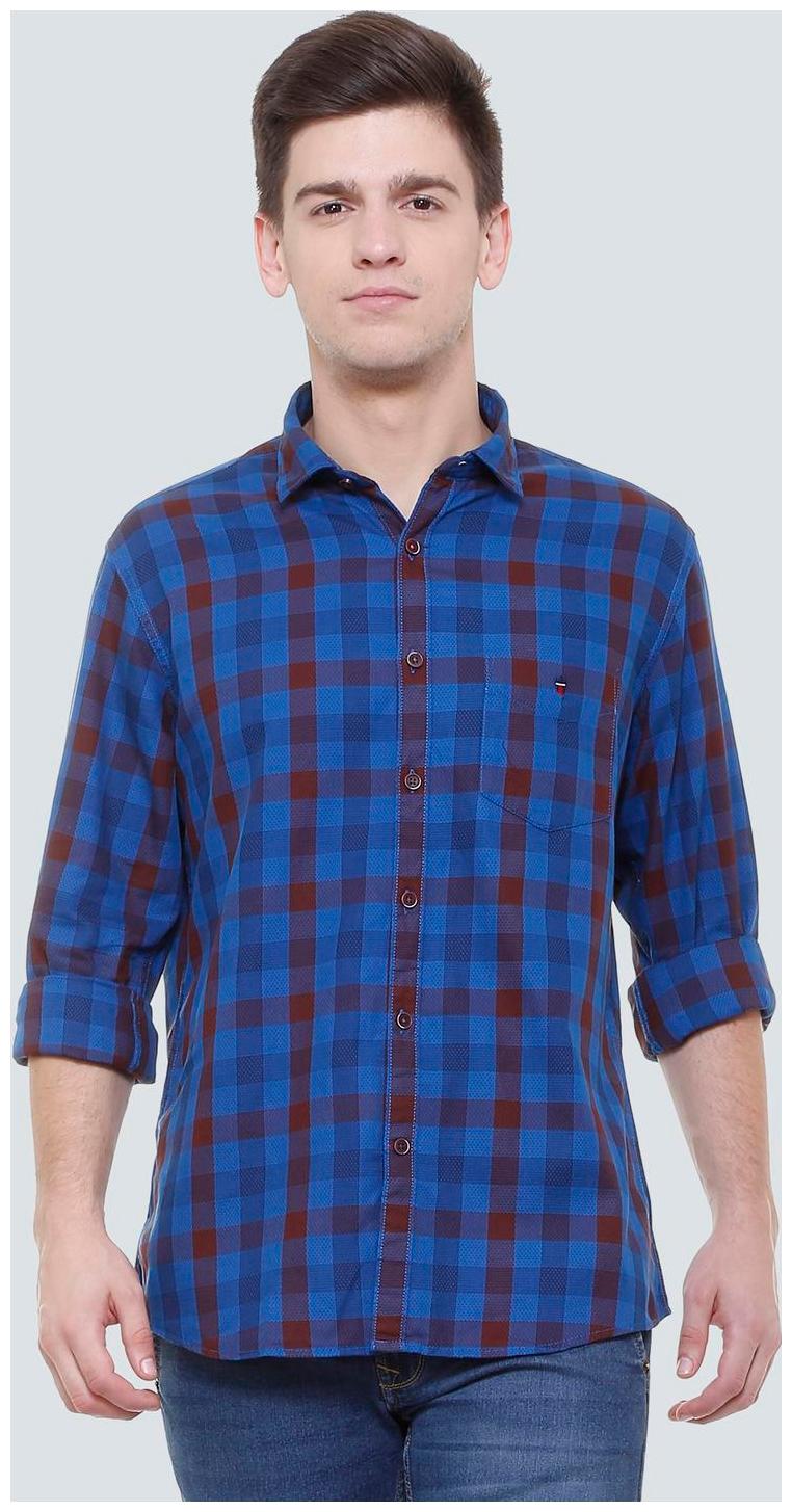 

Louis Philippe Men Blue Checked Slim Fit Casual Shirt