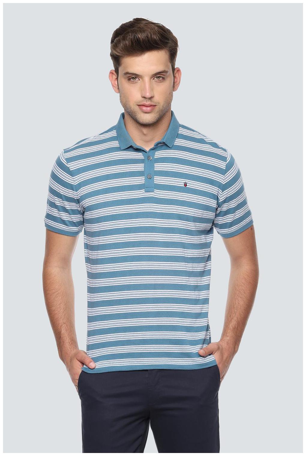 

Louis Philippe Men Blue Slim fit Cotton Polo collar T-Shirt - Pack Of 1