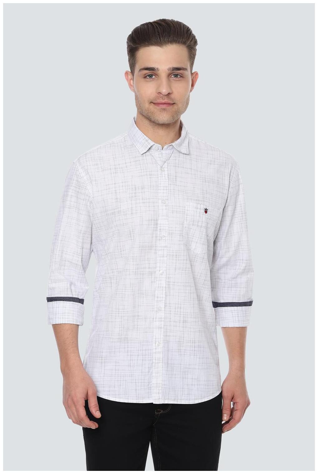 

Louis Philippe Men White Weaved Slim Fit Casual Shirt