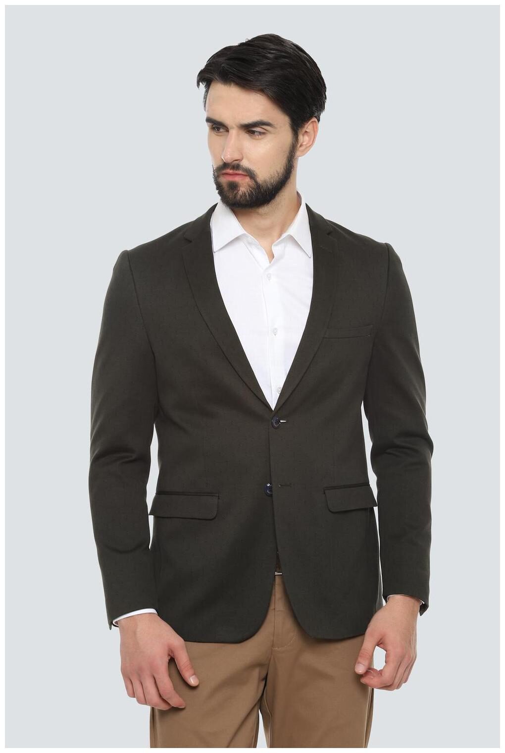 

Louis Philippe Men Green Textured Super slim fit Single Breasted Blazer