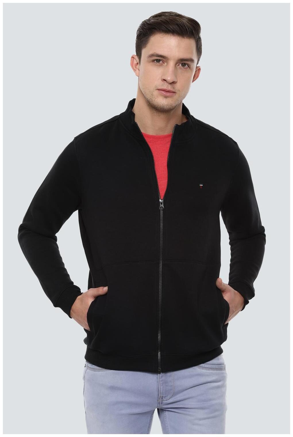 

Louis Philippe Men Black High neck Sweatshirt