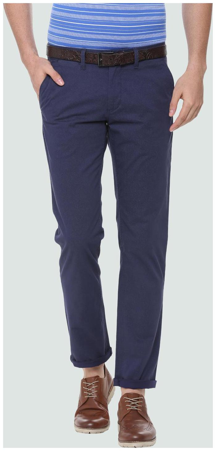 

Louis Philippe Men Blue Textured Slim fit Regular trousers