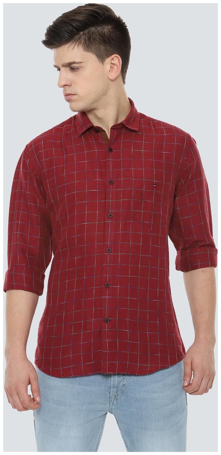 

Louis Philippe Men Maroon Checked Slim Fit Casual Shirt