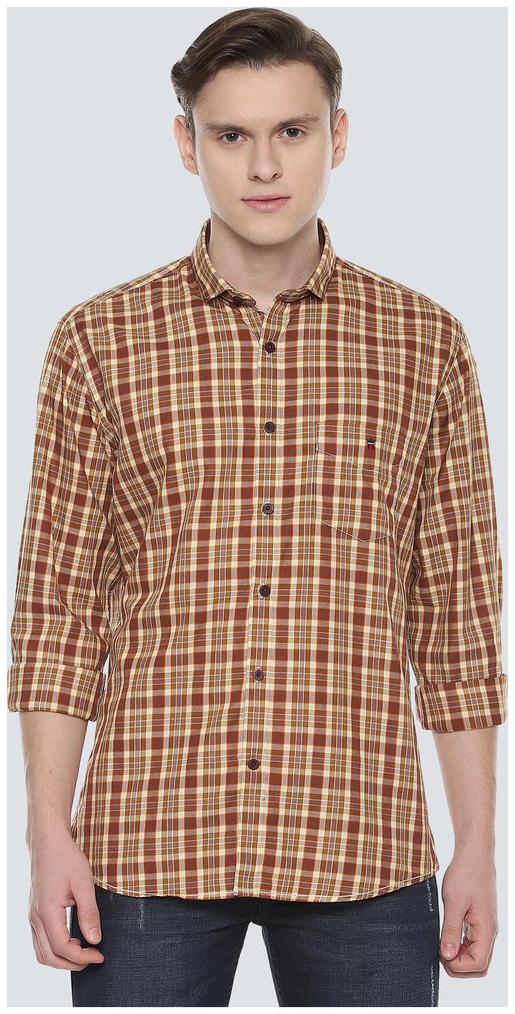 

Louis Philippe Men Brown Checked Slim Fit Casual Shirt