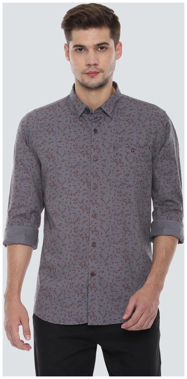 

Louis Philippe Men Grey Printed Super Slim Fit Casual Shirt