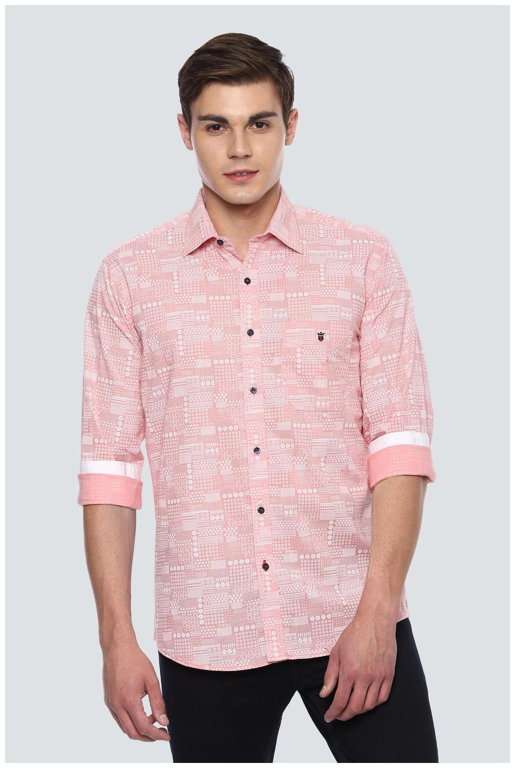 

Louis Philippe Men Pink Printed Slim Fit Casual Shirt