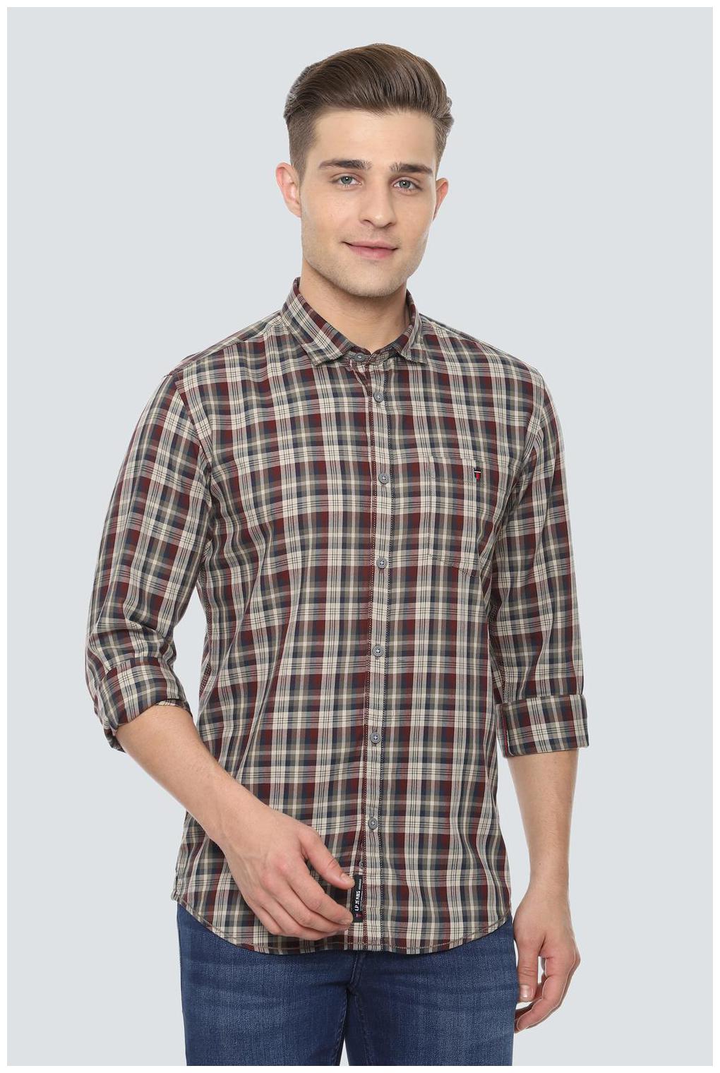 

Louis Philippe Men Green Checked Super Slim Fit Casual Shirt
