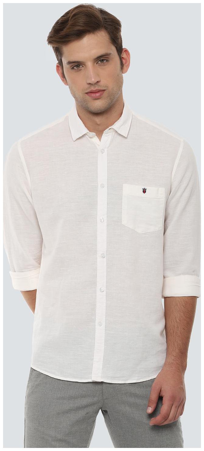 

Louis Philippe Men White Weaved Slim Fit Casual Shirt