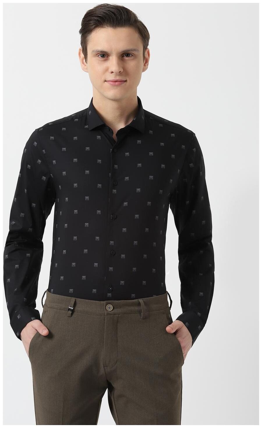 

Louis Philippe Men Super slim fit Formal Shirt - Black