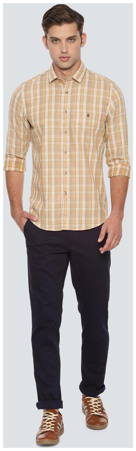 

Louis Philippe Men Beige Checked Super Slim Fit Casual Shirt