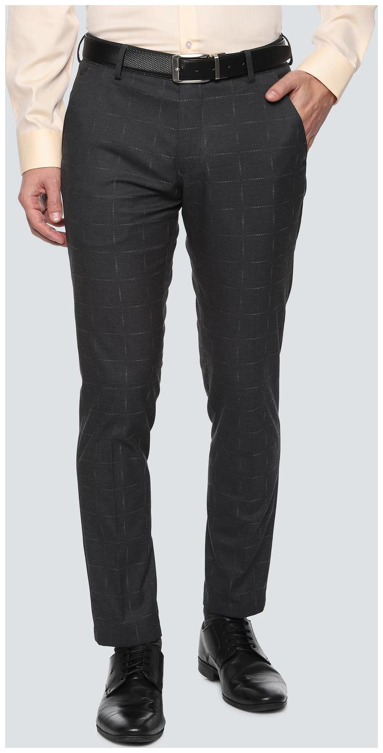 

Louis Philippe Men Checked Slim Fit Formal Trouser - Grey