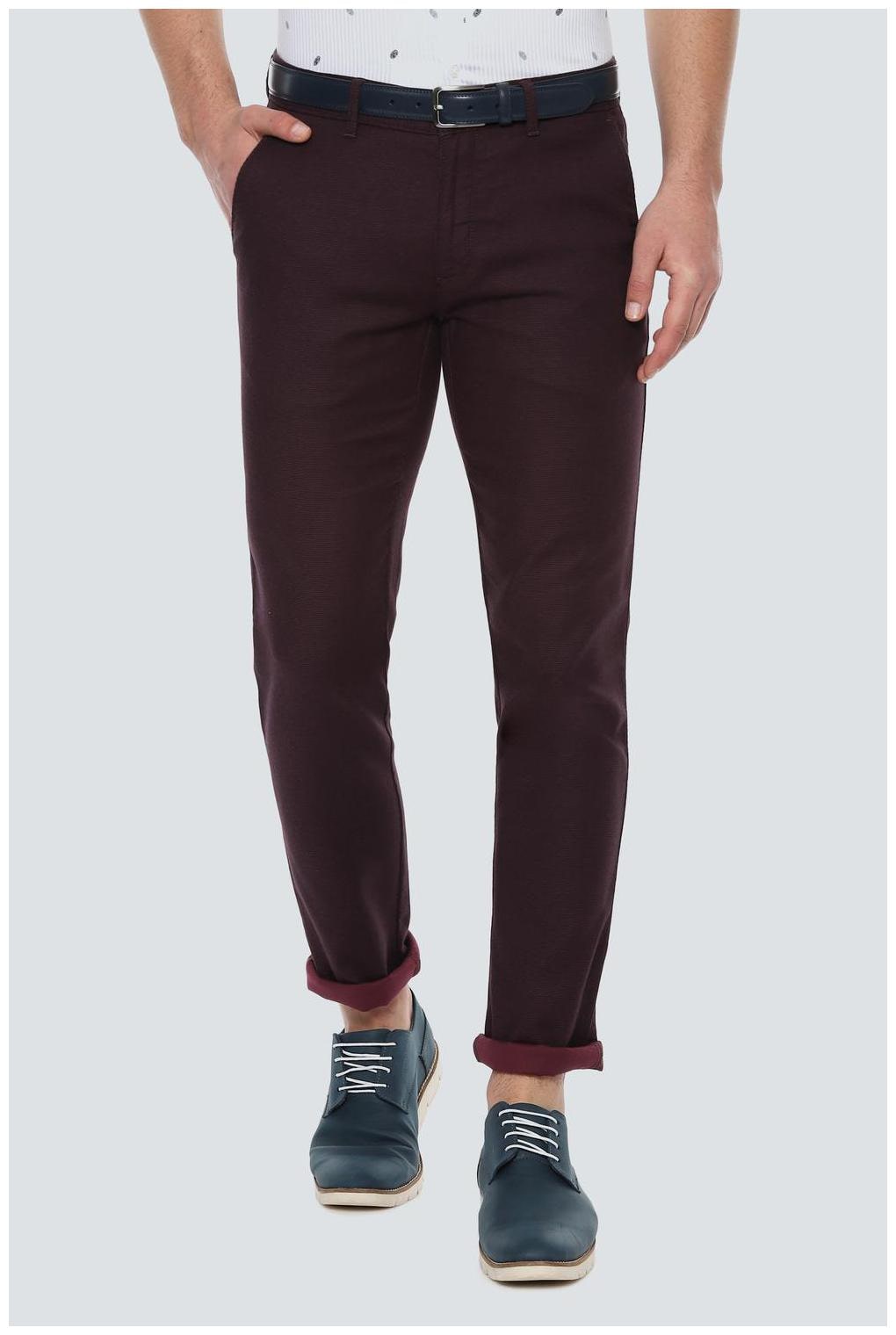 

Louis Philippe Men Maroon Printed Slim fit Regular trousers