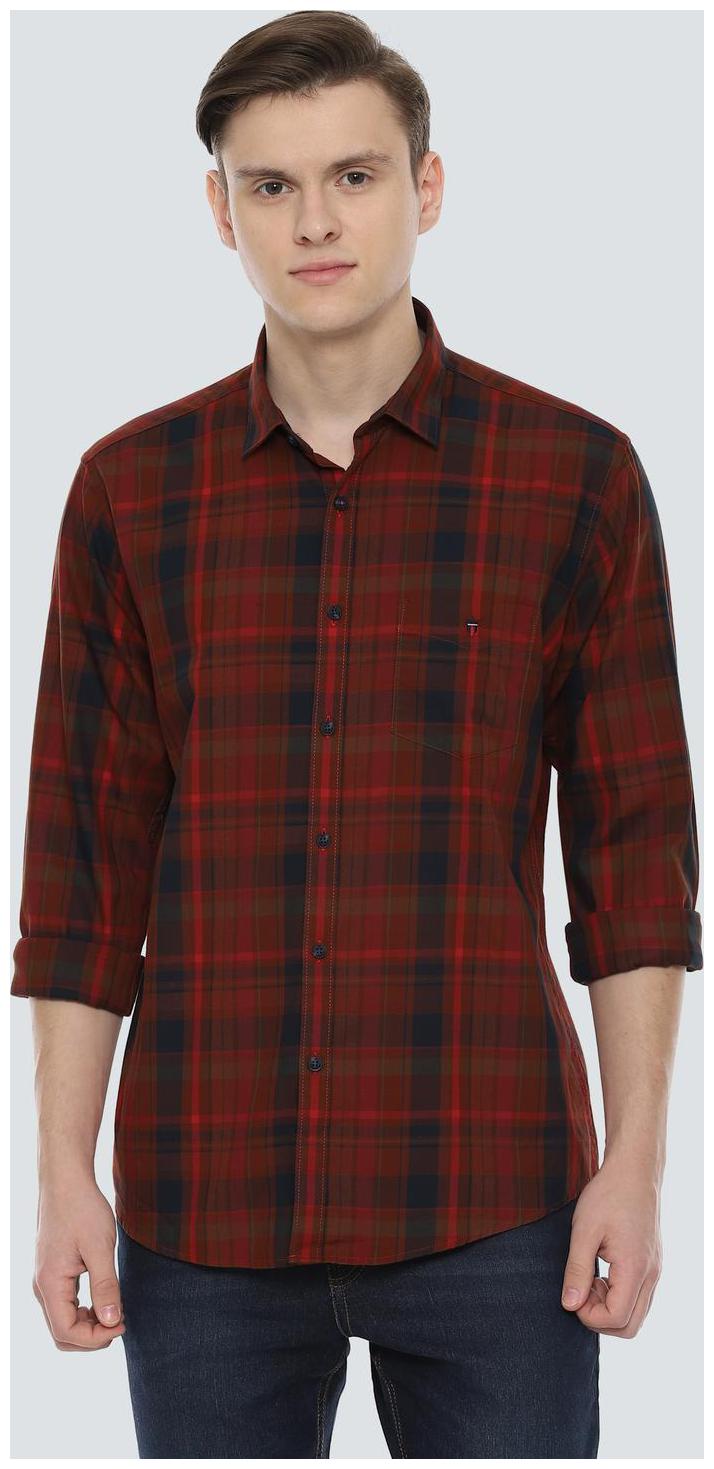 

Louis Philippe Men Brown Checked Slim Fit Casual Shirt