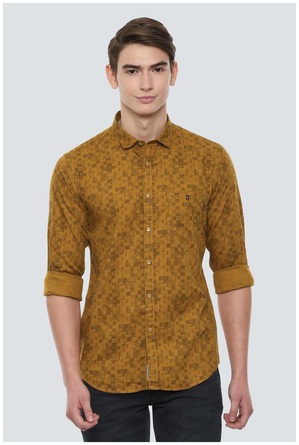 

Louis Philippe Men Yellow Printed Super Slim Fit Casual Shirt