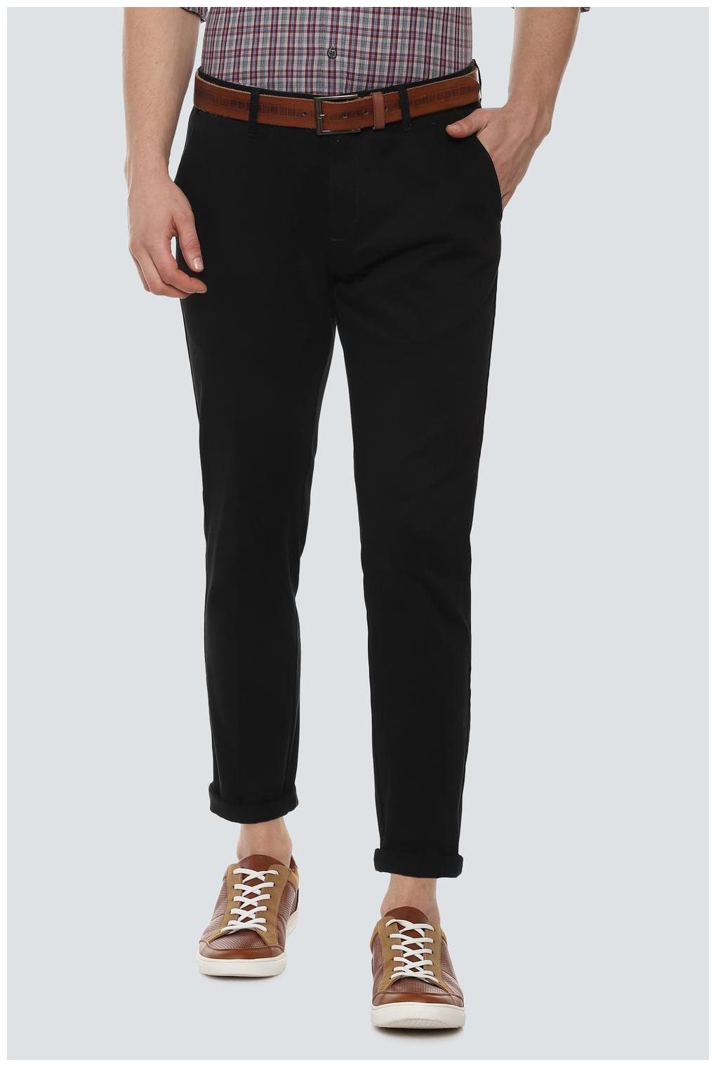 

Louis Philippe Men Black Solid Slim fit Regular trousers