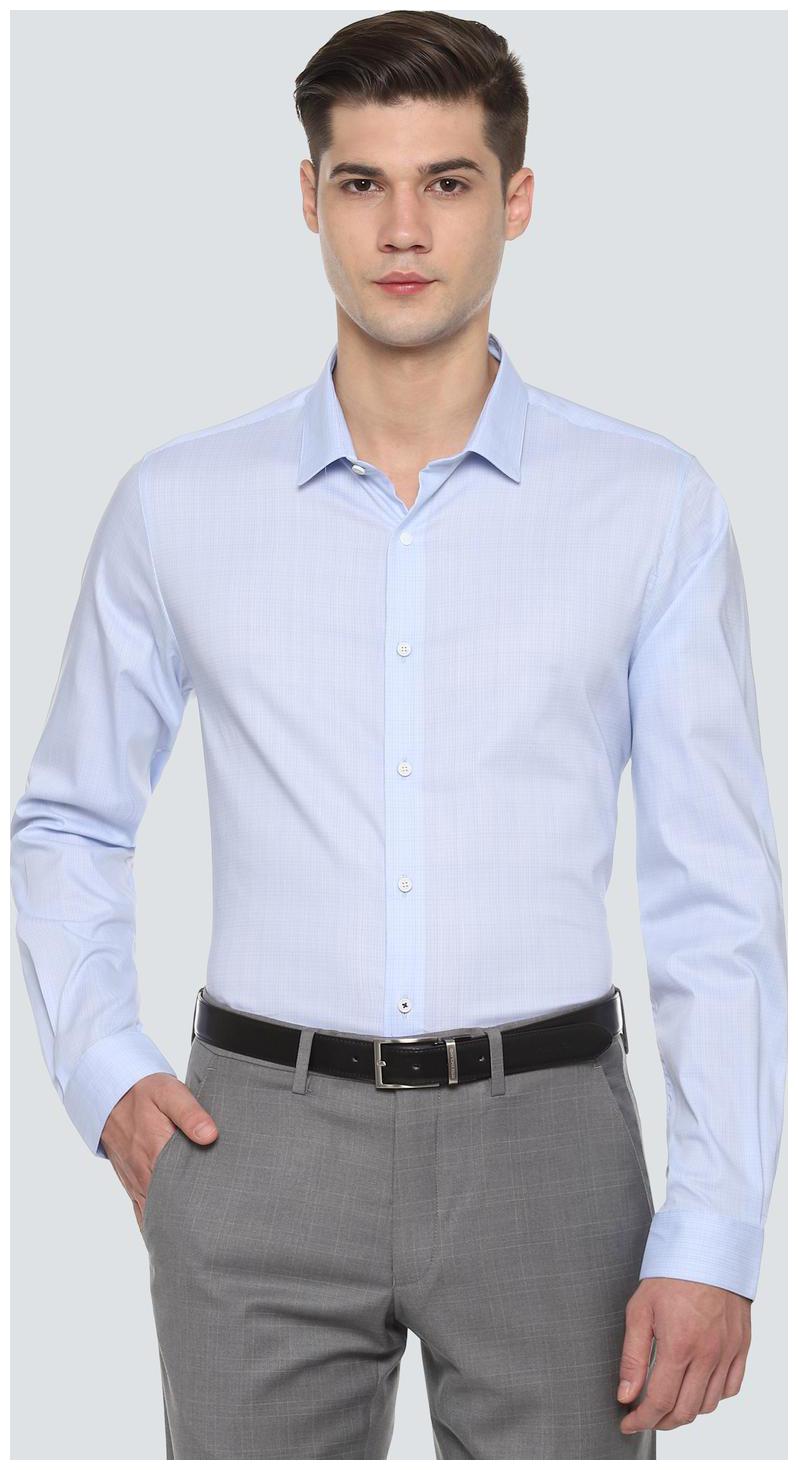 

Louis Philippe Men Blue Weaved Super Slim Fit Casual Shirt
