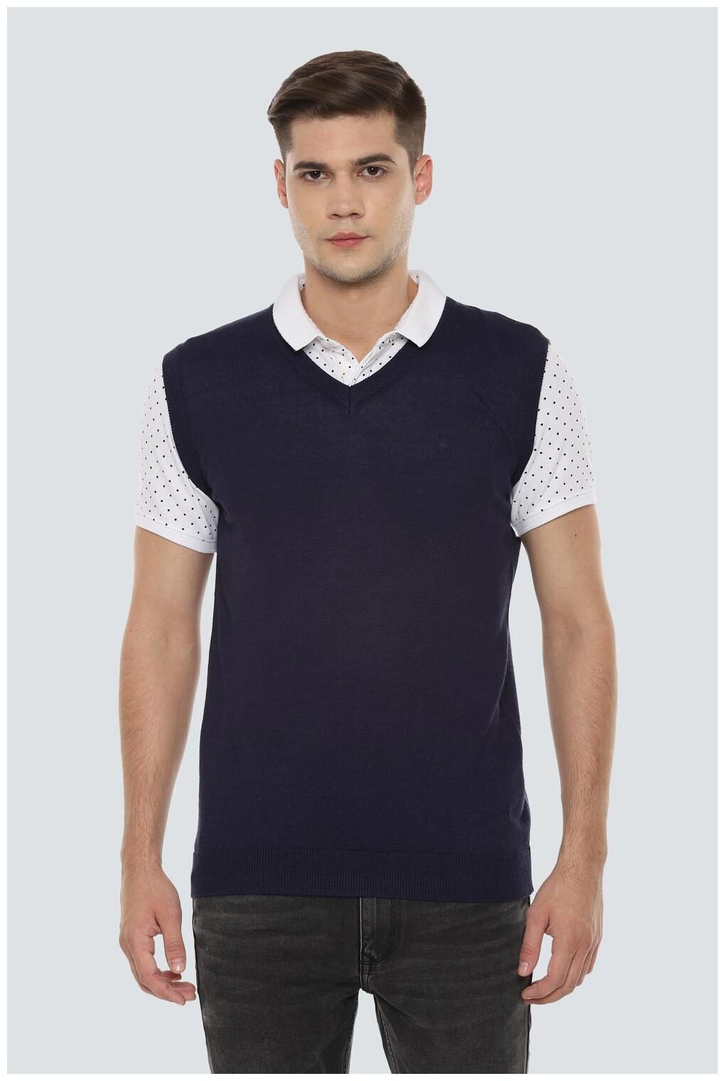 

Louis Philippe Men Navy blue V neck Pullover