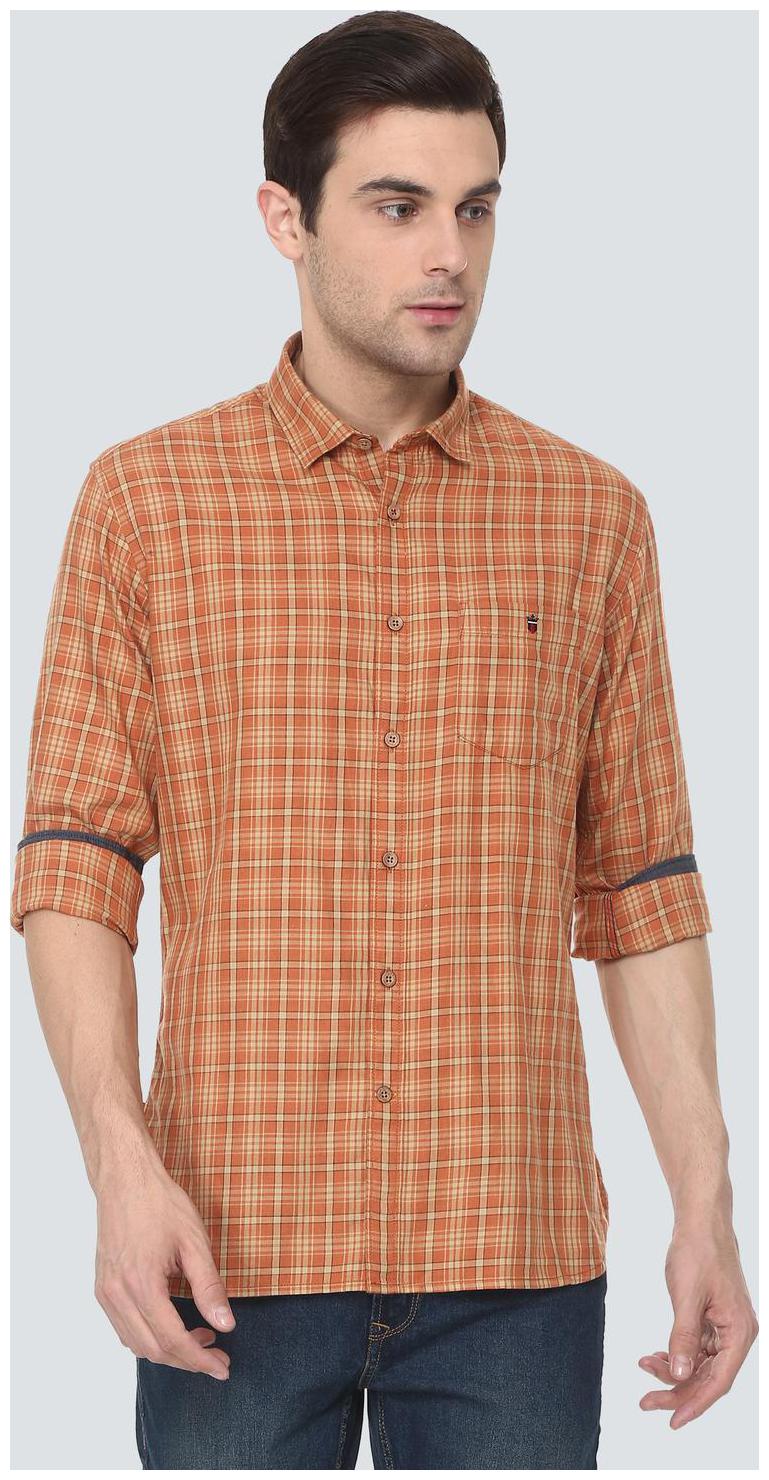

Louis Philippe Men Orange Checked Slim Fit Casual Shirt