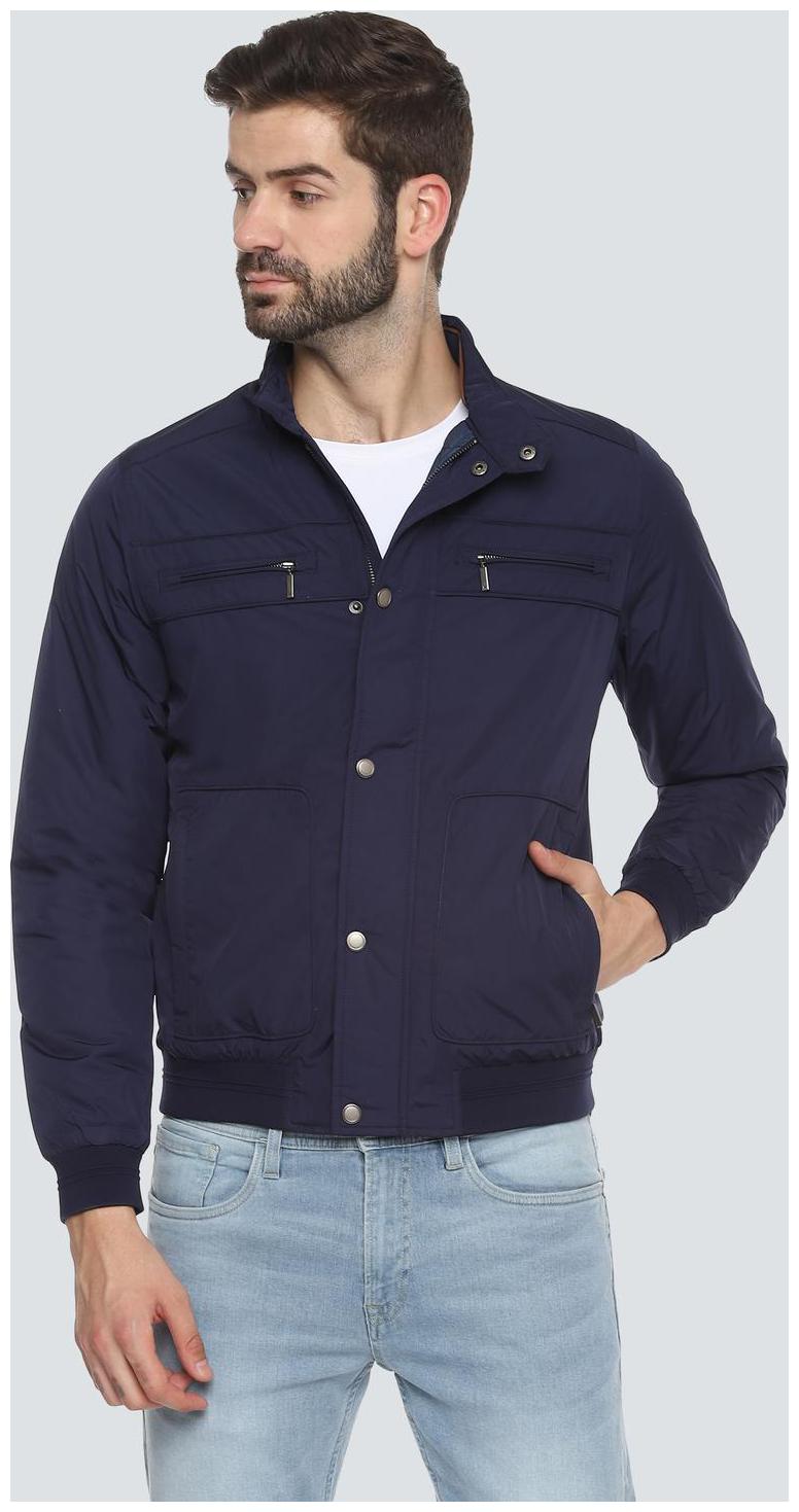 

Louis Philippe Men Blue Solid Bomber jacket