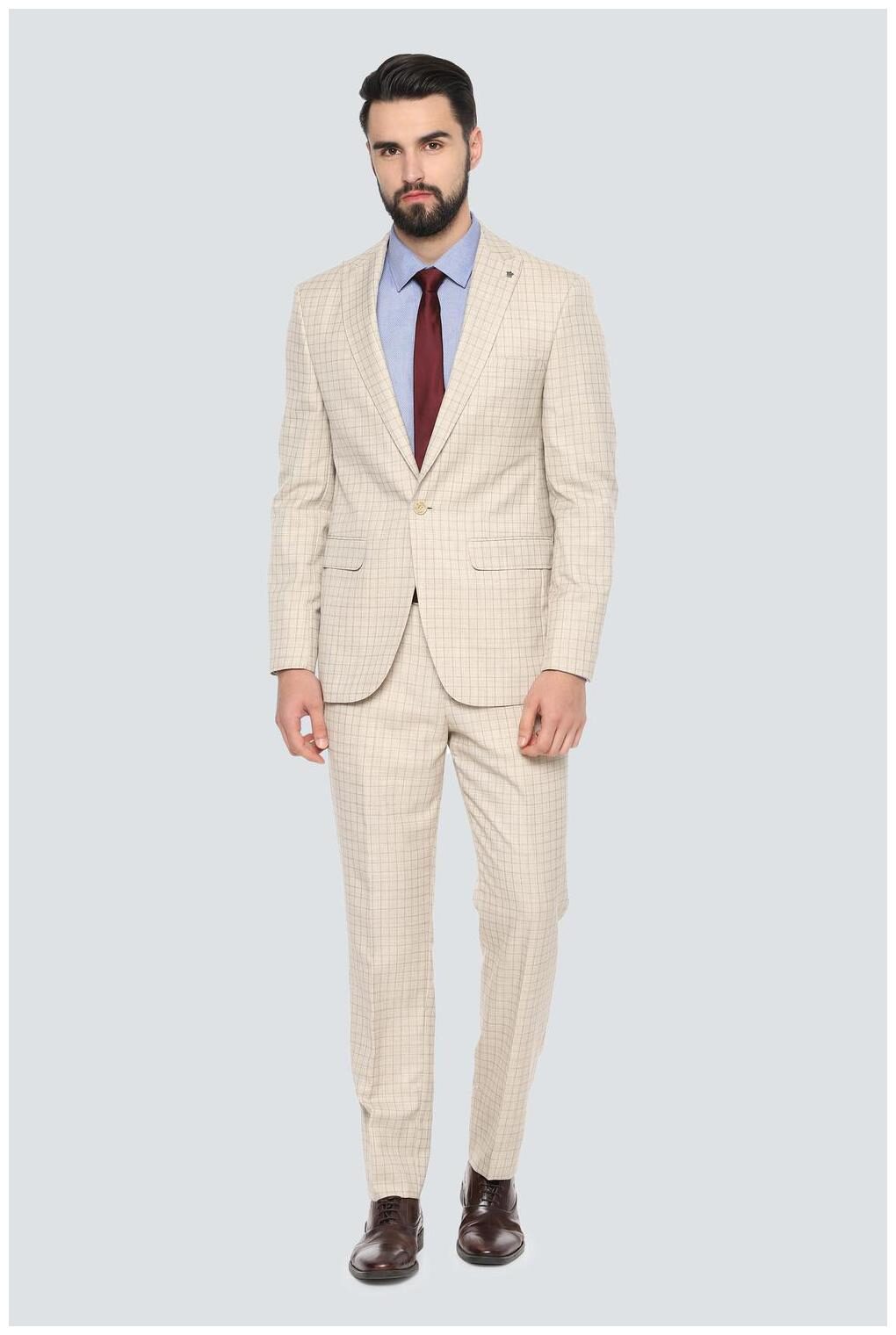 

Louis Philippe Blended Men Beige Single Breasted Suit