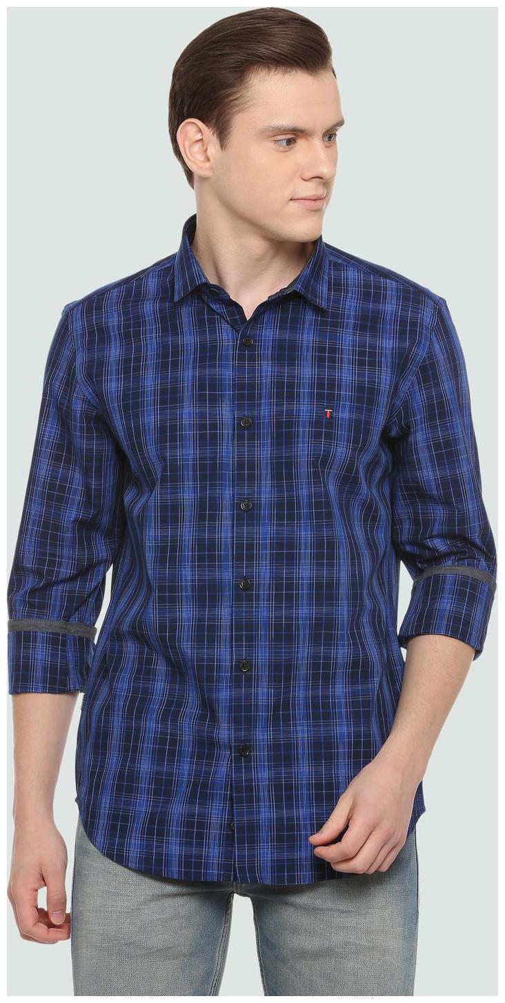 

Louis Philippe Men Blue Checked Slim Fit Casual Shirt