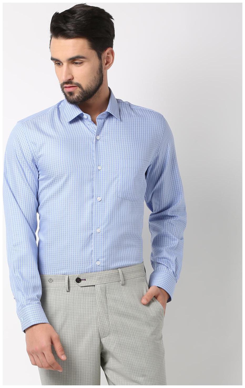 

Louis Philippe Men Blue Checked Slim Fit Casual Shirt